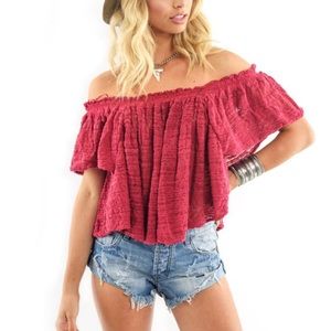 FREE PEOPLE Frills & Thrills Off the Shoulder Top